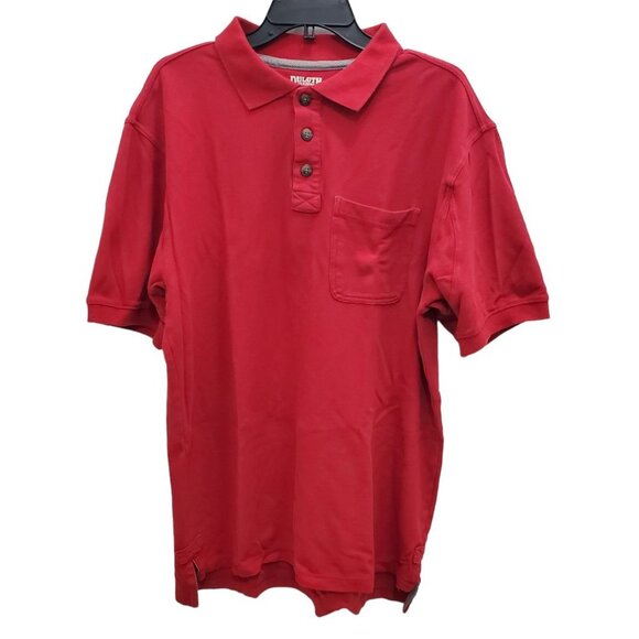 Duluth Trading Co Men's Red Short Sleeve Long Length Pique‎ Pocket Polo Size M - Picture 1 of 7